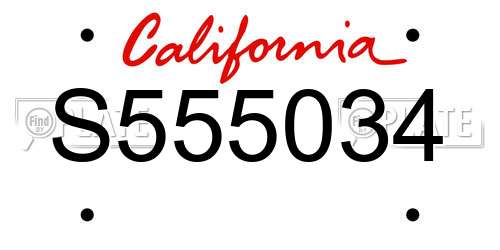 S555034 California License Plate