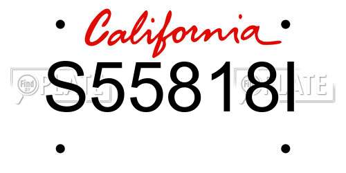 S55818I California License Plate
