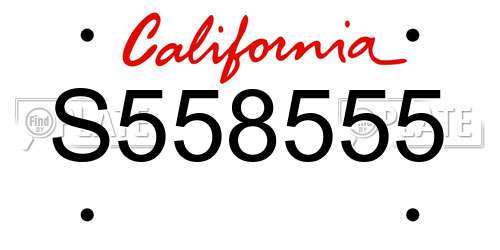 S558555 California License Plate