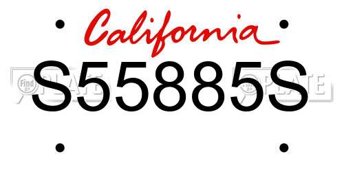 S55885S California License Plate