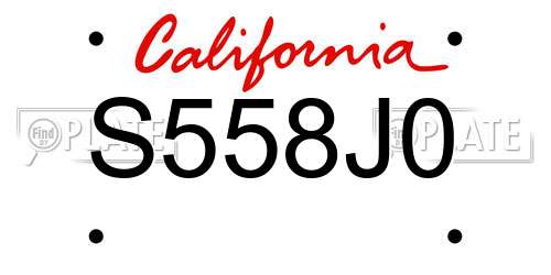 S558J0 California License Plate