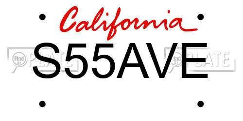 S55AVE California License Plate