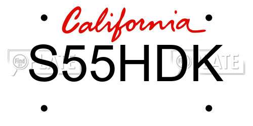S55HDK California License Plate