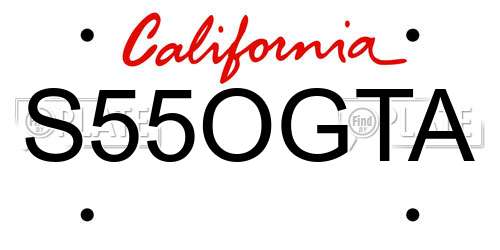 S55OGTA California License Plate