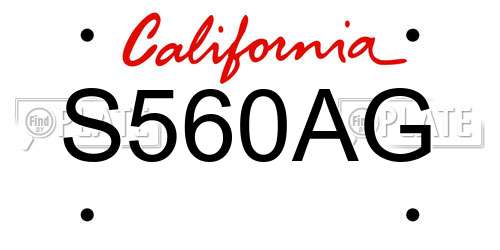S560AG California License Plate