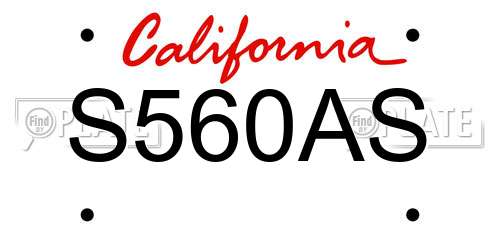S560AS California License Plate