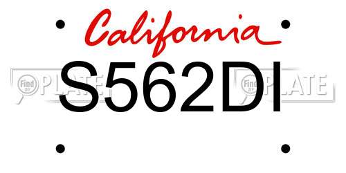 S562DI California License Plate