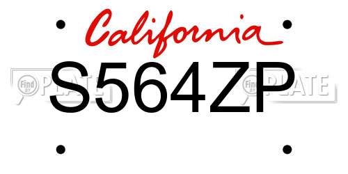 S564ZP California License Plate