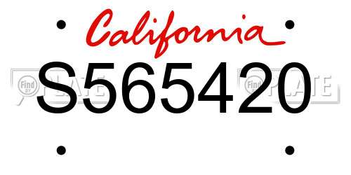 S565420 California License Plate