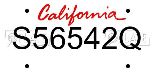 S56542Q California License Plate