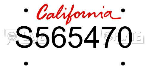 S565470 California License Plate