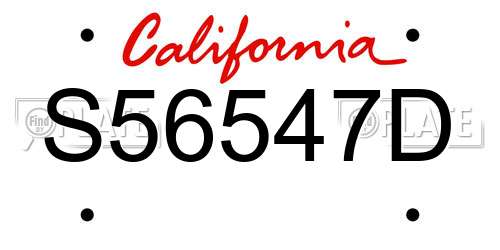 S56547D California License Plate