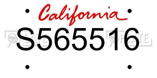 S565516 California License Plate
