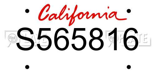 S565816 California License Plate
