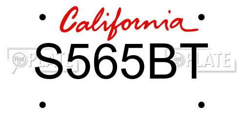 S565BT California License Plate