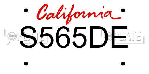S565DE California License Plate