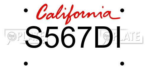 S567DI California License Plate