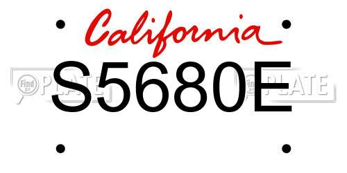 S5680E California License Plate