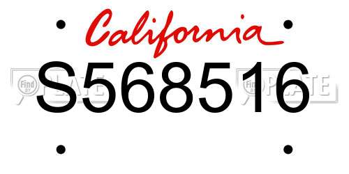 S568516 California License Plate