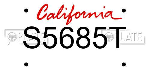 S5685T California License Plate