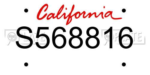 S568816 California License Plate