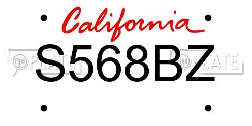 S568BZ California License Plate