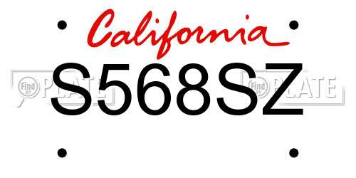 S568SZ California License Plate
