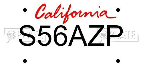 S56AZP California License Plate