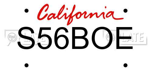 S56BOE California License Plate
