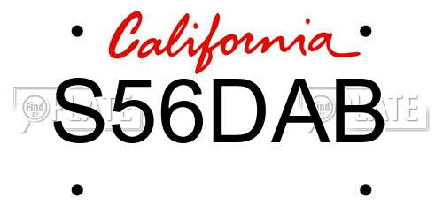 S56DAB California License Plate