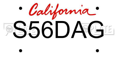 S56DAG California License Plate