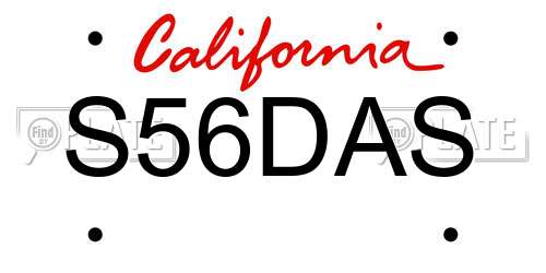 S56DAS California License Plate