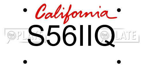 S56IIQ California License Plate