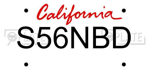 S56NBD California License Plate