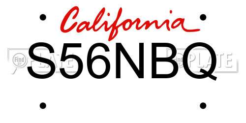 S56NBQ California License Plate