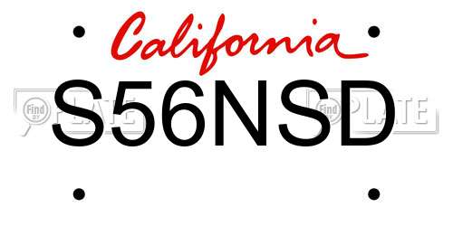 S56NSD California License Plate