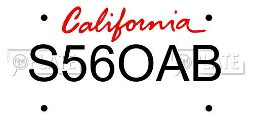 S56OAB California License Plate