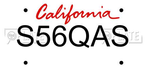 S56QAS California License Plate