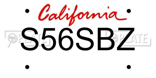S56SBZ California License Plate
