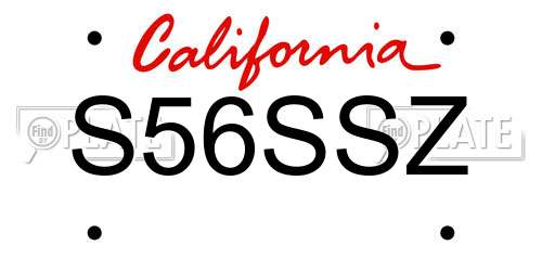 S56SSZ California License Plate