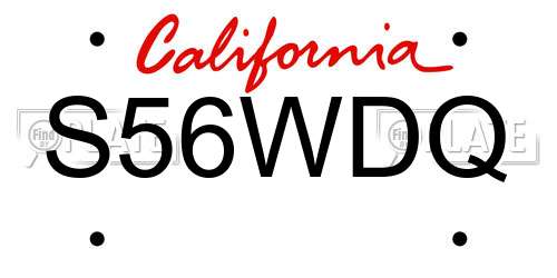 S56WDQ California License Plate