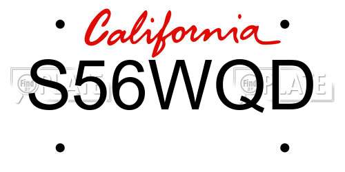 S56WQD California License Plate