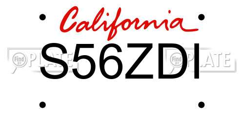 S56ZDI California License Plate