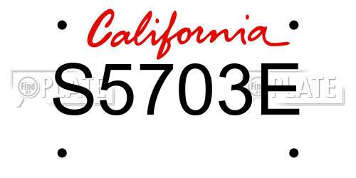 S5703E California License Plate