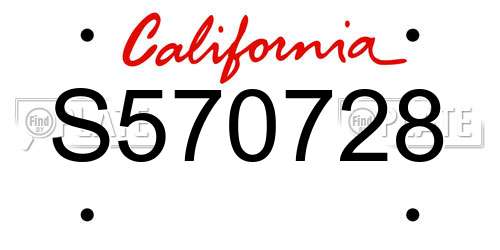 S570728 California License Plate