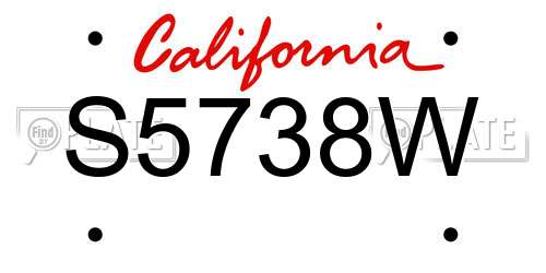 S5738W California License Plate