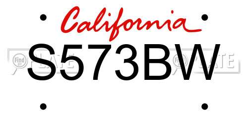 S573BW California License Plate