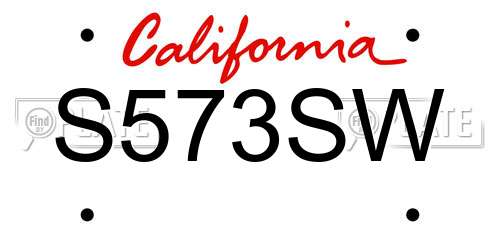 S573SW California License Plate