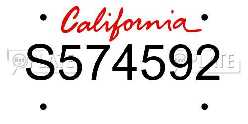 S574592 California License Plate