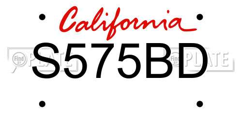 S575BD California License Plate